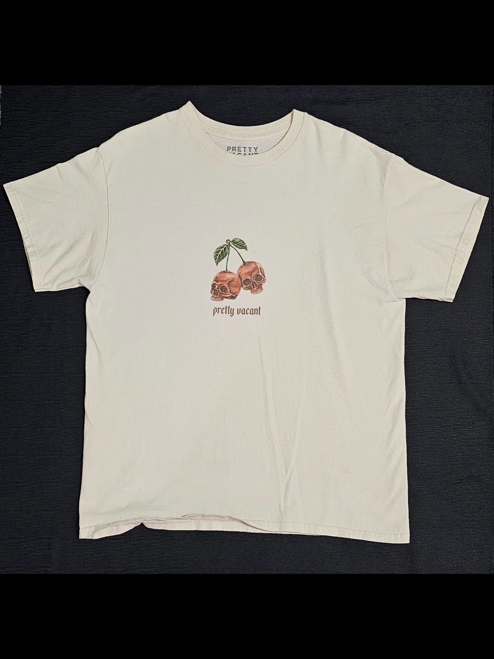 Pretty Vacant Skull Cherry Graphic T-Shirt Large